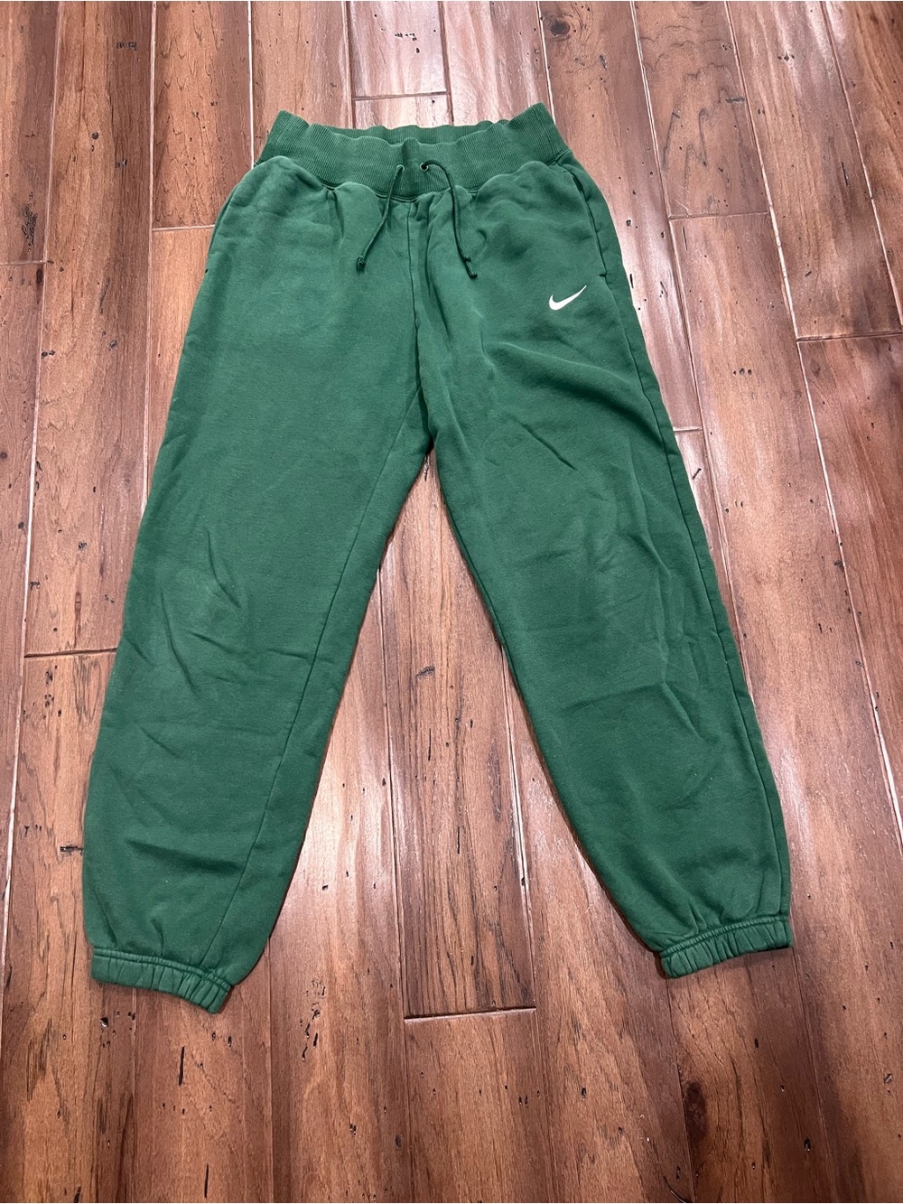 Nike Women’s Green Fleece Joggers with White Swoosh